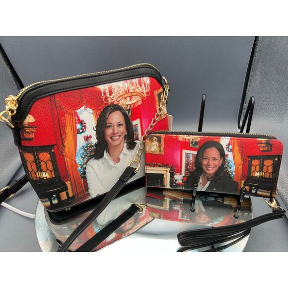 CHRISTMAS Kamala Harris Purse & Wallet Set NWT - Picture 1 of 6